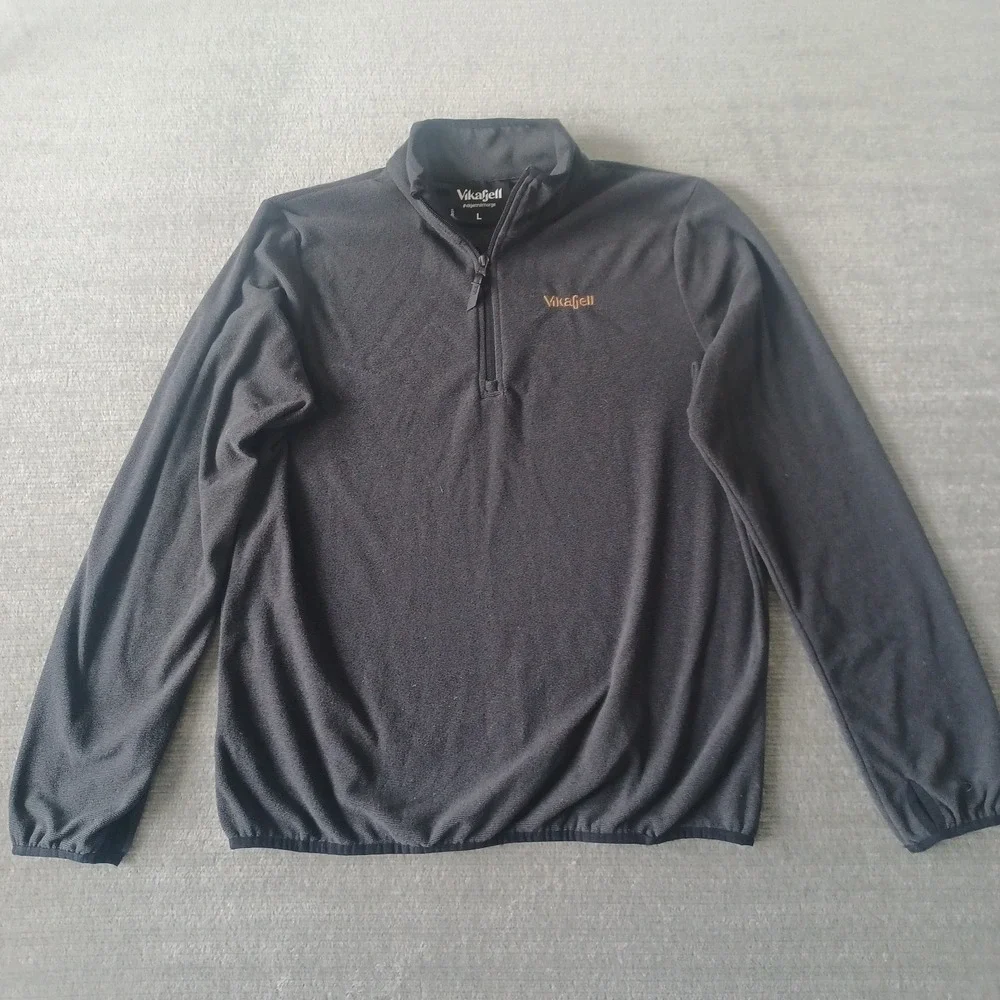 Vikafjell Sweater Mens Large Gray‎ 1/4 Zip Pullover Jumper Outdoor Fleece Hiking
